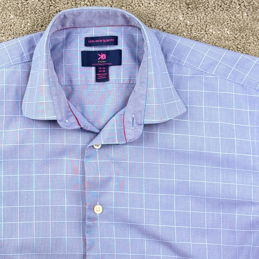 Egara Egyptian Cotton Non Iron Slim Fit Dress Shirt Mens 15.5 34/35 Purple